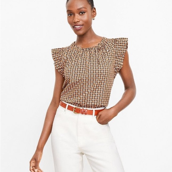 LOFT Tops - NWOT Loft Geo Flutter Sleeve Top